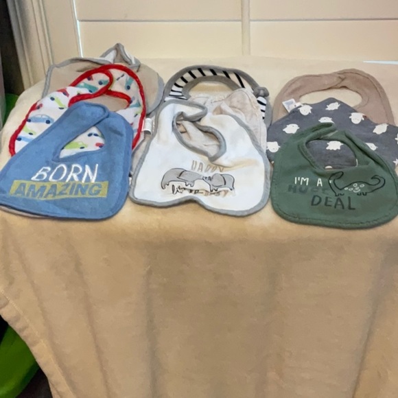 Colorful Baby Bib Set - Blue, Green, Gray - Picture 1 of 10